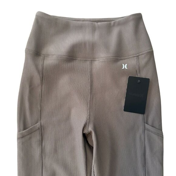 Hurley high waisted ribbed leggings purple ankle length size medium pockets NWT - Picture 2 of 4